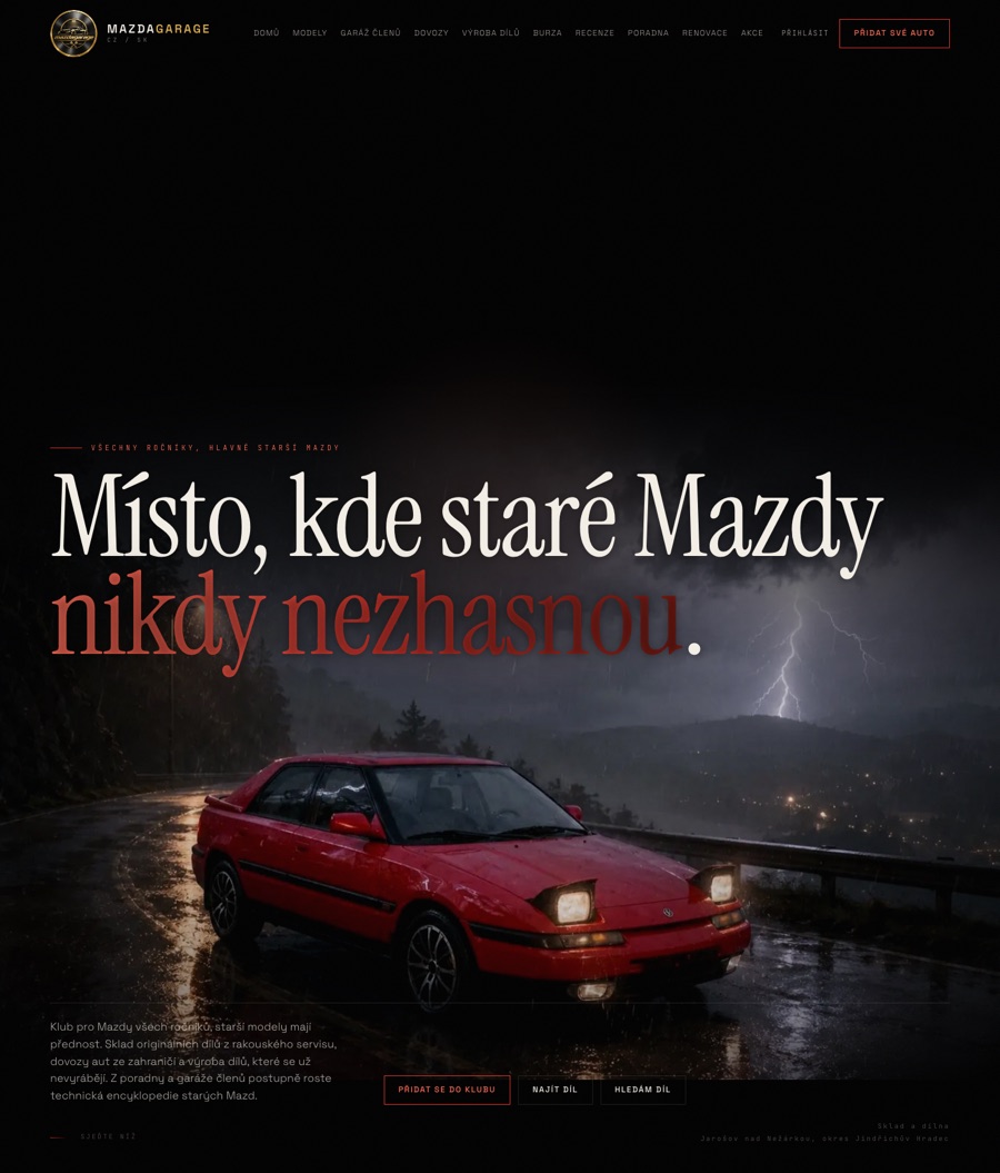 Klubová garáž a servisní kniha